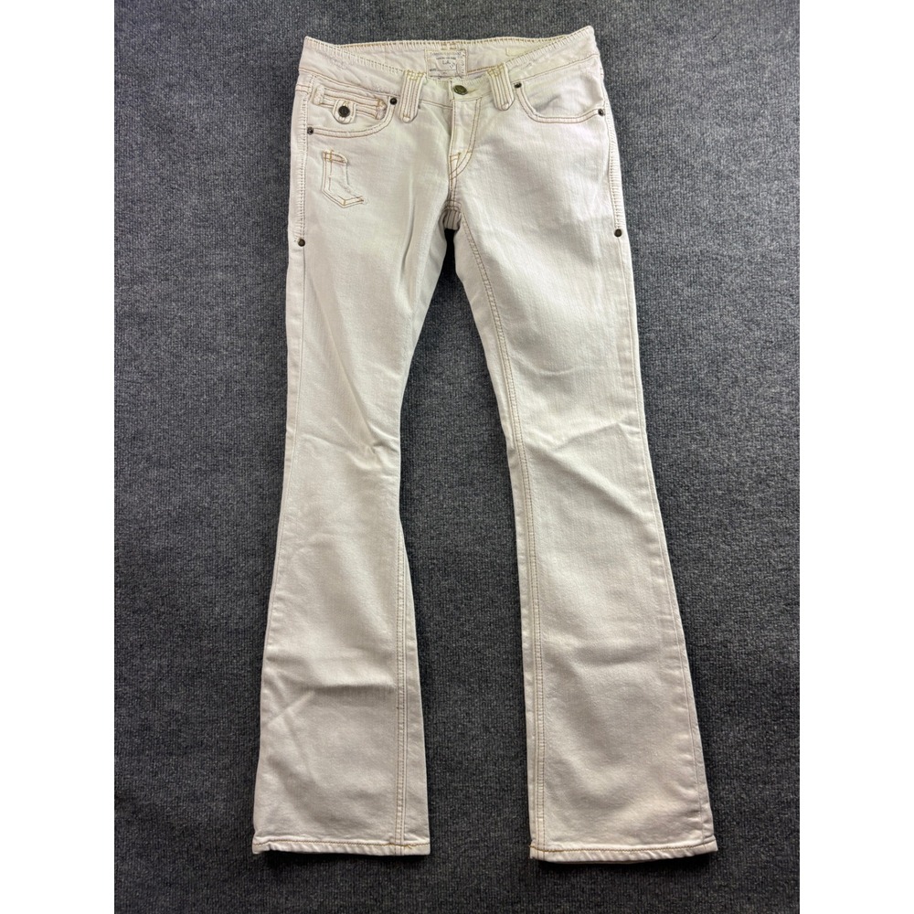 Taverniti So Jeans Janis Women 27 White Flare Low Rise Embroidered Pockets